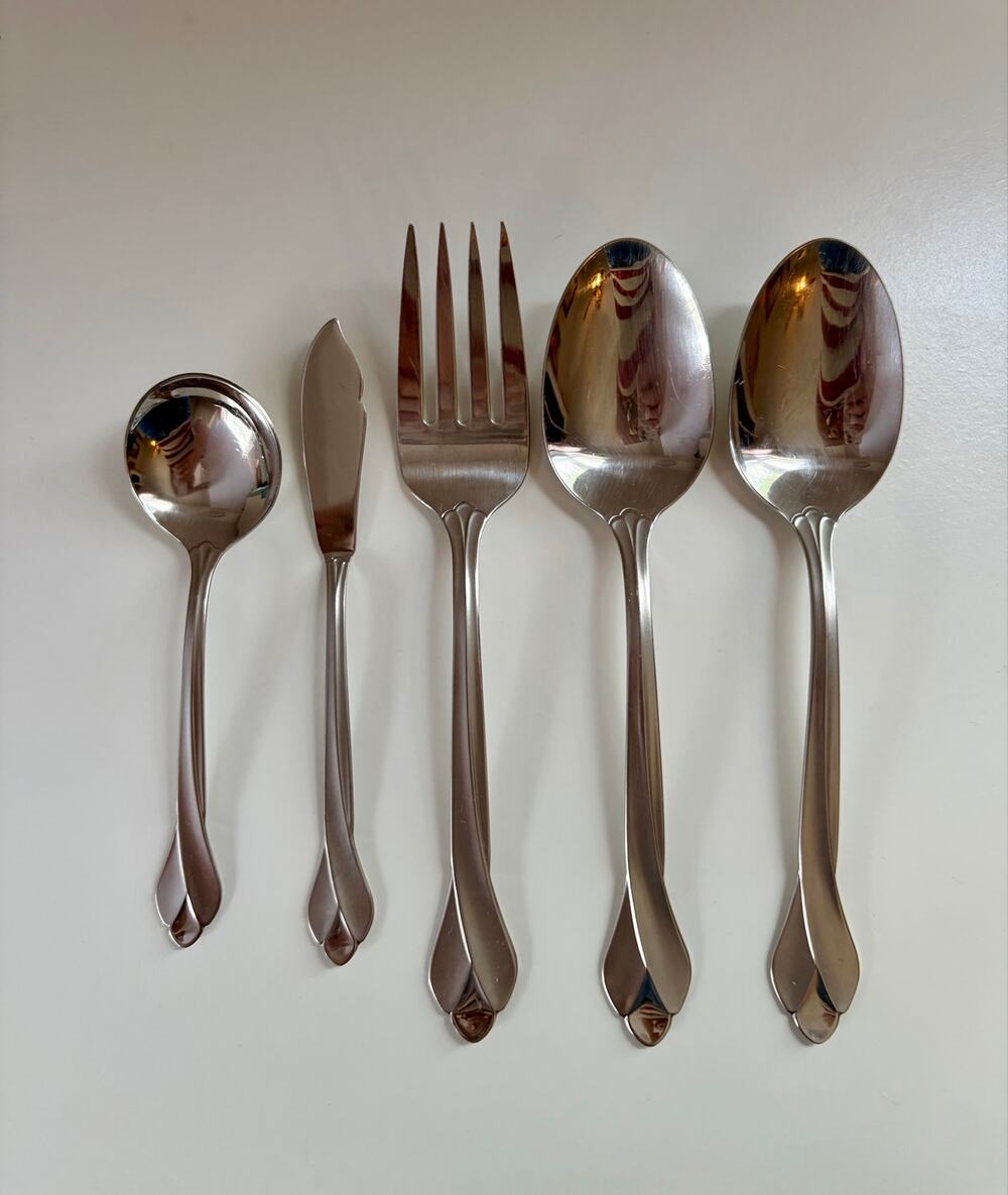 Oneida USA Tribeca Satin Serving Fork Spoon Plus Extras Hostess Set lot